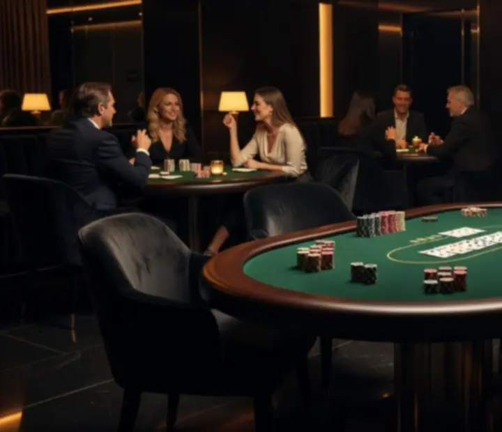Stół pokerowy w card lounge Wonderstar s. r. o. podczas wieczoru offline poker