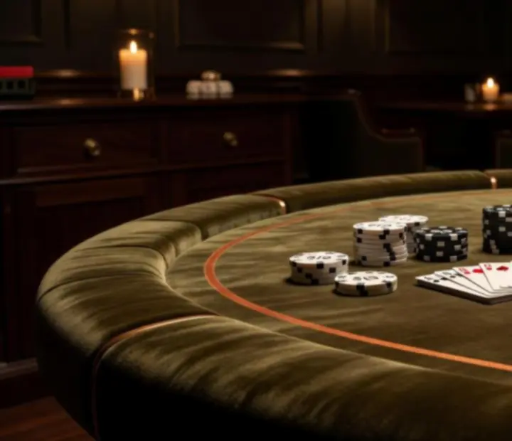Detal profesjonalnego stołu pokerowego z żetonami w Wonderstar s. r. o.